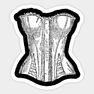 Corset Vintage Style Black and White Illustration Sticker